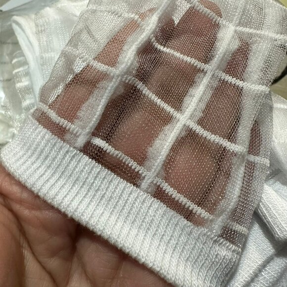 ⭐New Women Socks 5 Pairs Transparent Silk Elastic Mesh  Multi design Ankle White - Picture 7 of 8
